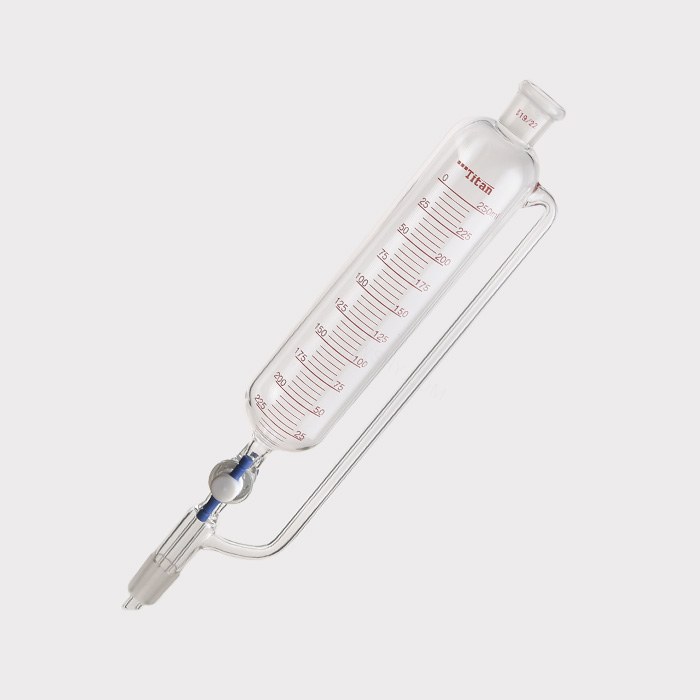 带刻度恒压滴液漏斗 四氟节门，磨口：19/22，250ml 特优级