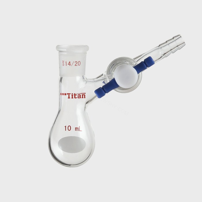 反应茄瓶 具2mm四氟节门，磨口：14/20，10ml 特优级