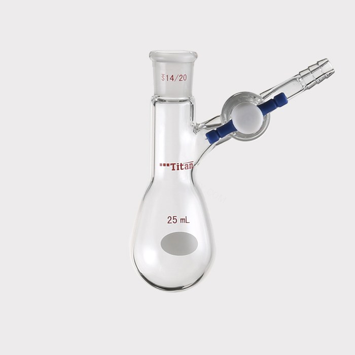 反应茄瓶 具2mm四氟节门，磨口：14/20，25ml 特优级 - ACESUN艾斯琳