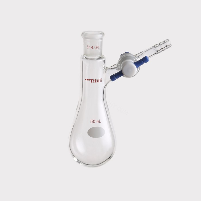 反应茄瓶 具2mm四氟节门，磨口：14/20，50ml 特优级 - ACESUN艾斯琳
