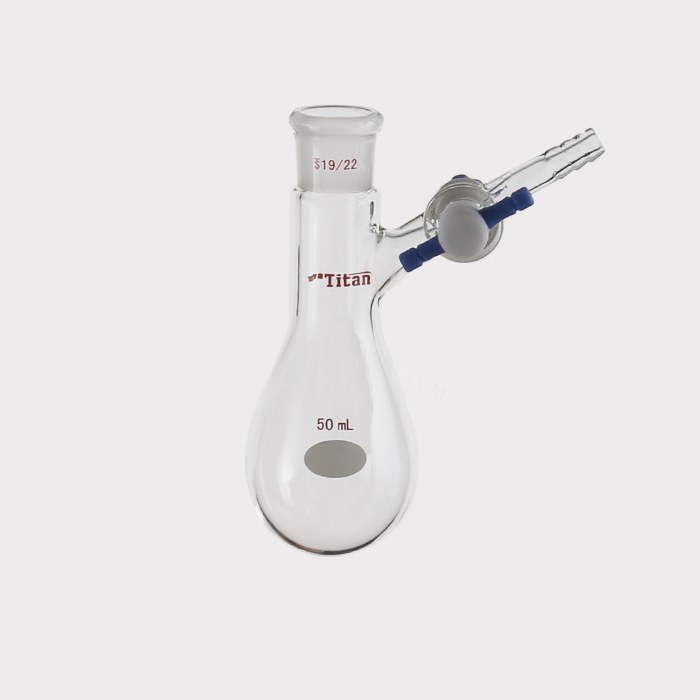 反应茄瓶 具2mm四氟节门，磨口：19/22，50ml 特优级