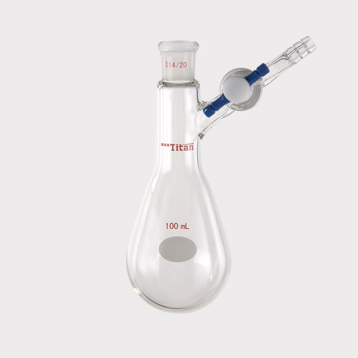 反应茄瓶 具2mm四氟节门，磨口：14/20，100ml 特优级 - ACESUN艾斯琳
