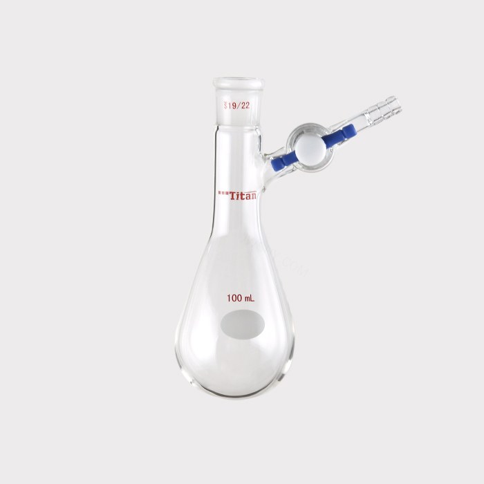 反应茄瓶 具2mm四氟节门，磨口：19/22，100ml 特优级