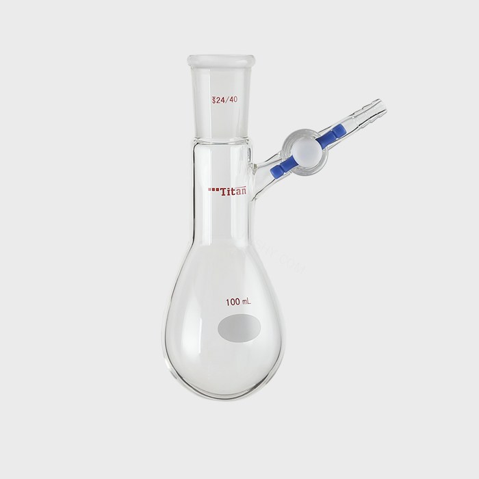 反应茄瓶 具2mm四氟节门，磨口：24/40，100ml 特优级