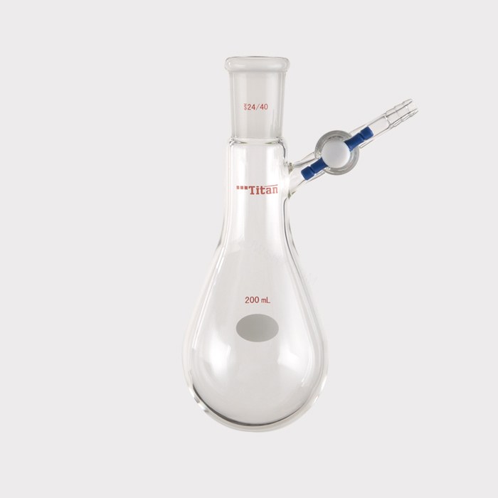 反应茄瓶 具2mm四氟节门，磨口：24/40，200ml 特优级 - ACESUN艾斯琳