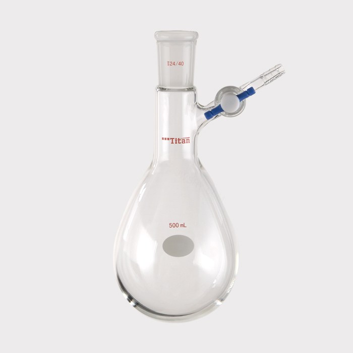 反应茄瓶 具2mm四氟节门，磨口：24/40，500ml 特优级 - ACESUN艾斯琳