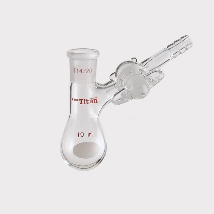 反应茄瓶 具2mm玻璃节门，磨口：14/20，10ml 特优级