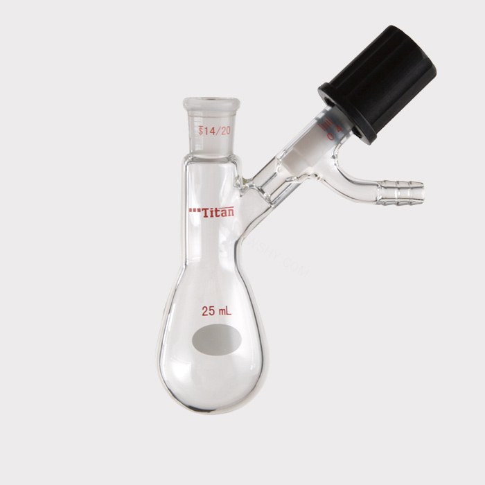 反应茄瓶 具0-4mm高真空阀，磨口：14/20，25ml 特优级 - ACESUN艾斯琳