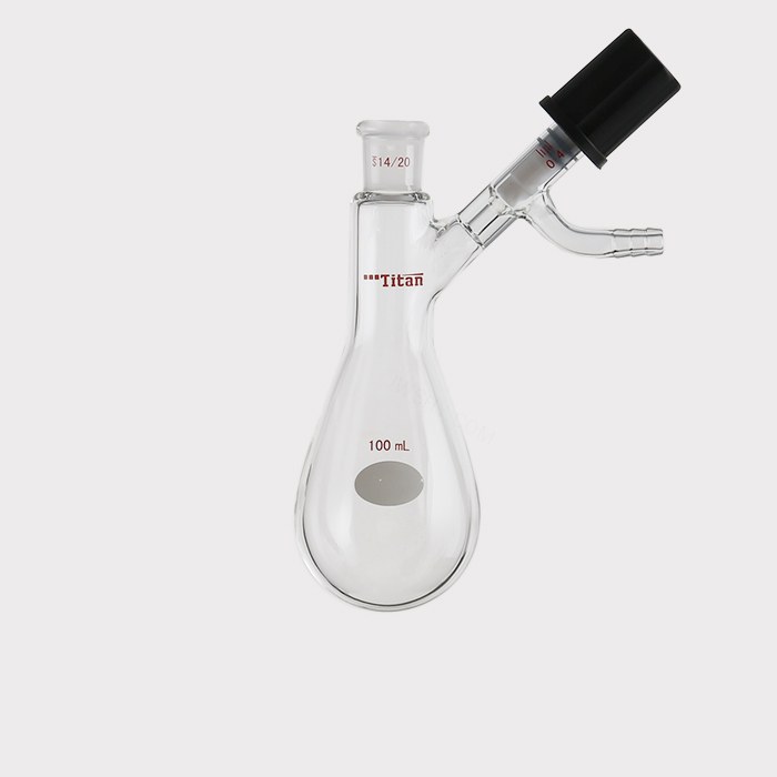 反应茄瓶 具0-4mm高真空阀，磨口：14/20，100ml 特优级 - ACESUN艾斯琳