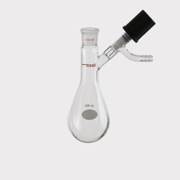 反应茄瓶 具0-4mm高真空阀，磨口：19/22，100ml 特优级