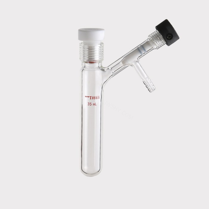 厚壁反应瓶15#内螺纹，35ml，侧支管内螺纹高真空节门 特优级