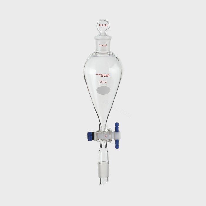 具下磨口玻璃塞分液漏斗 上下磨口：19/22，四氟节门：2mm，100ml 特优级
