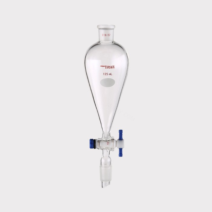 具下磨口玻璃塞分液漏斗 上下磨口：19/22，四氟节门：2mm，125ml 特优级