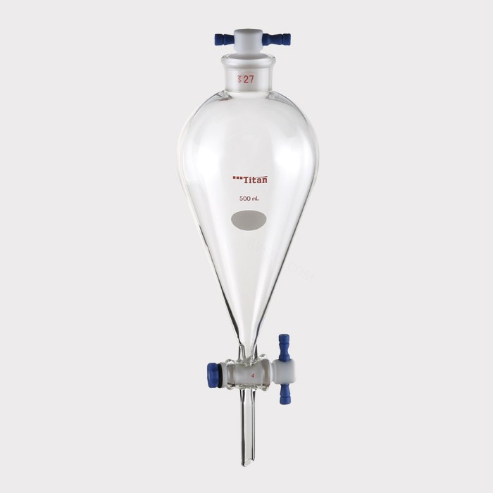 具四氟塞分液漏斗 上磨口：27#，四氟节门：4 mm，500ml 特优级