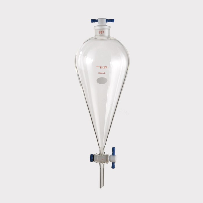 具四氟塞分液漏斗 上磨口：27#，四氟节门：4 mm，1000ml 特优级
