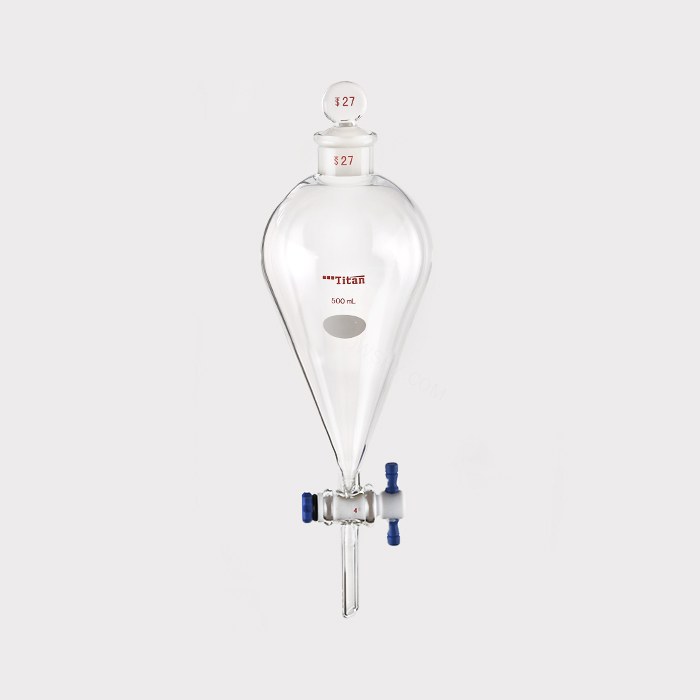 具玻璃塞分液漏斗 上磨口：27#，四氟节门：4 mm，500ml 特优级