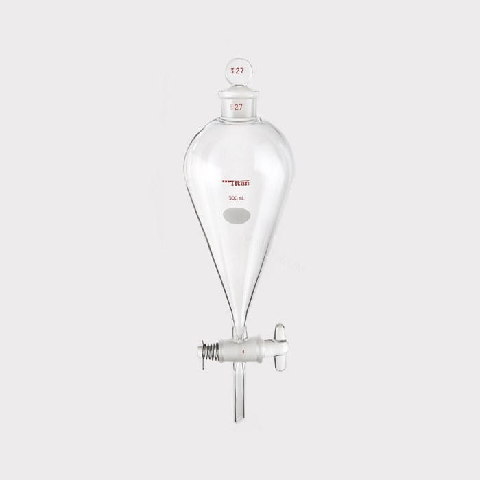 具玻璃塞分液漏斗 上磨口：27#，玻璃节门：4mm，500ml 特优级