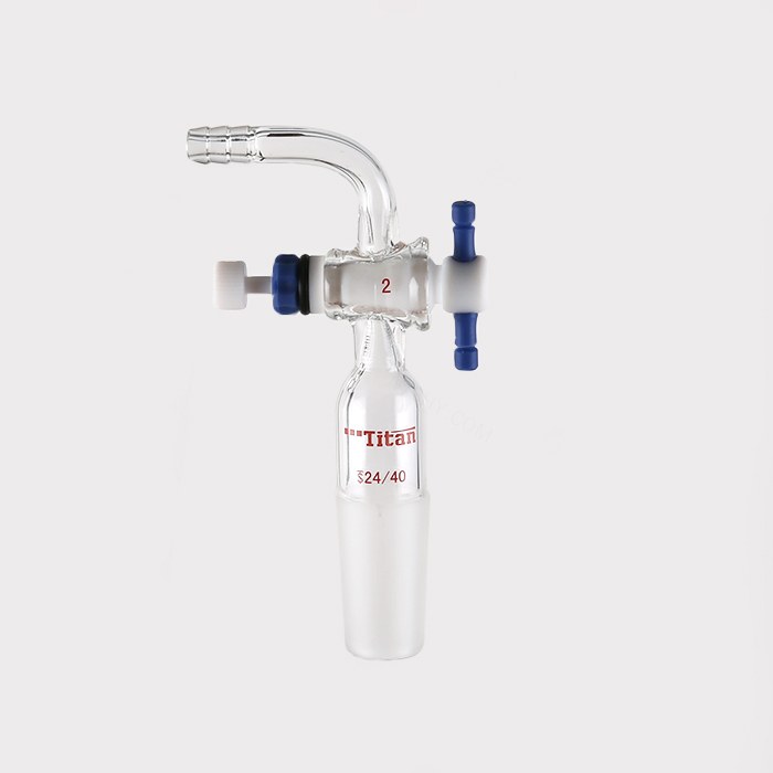 90&deg;接头 具2mm精细可调四氟节门，外磨口：24/40 特优级