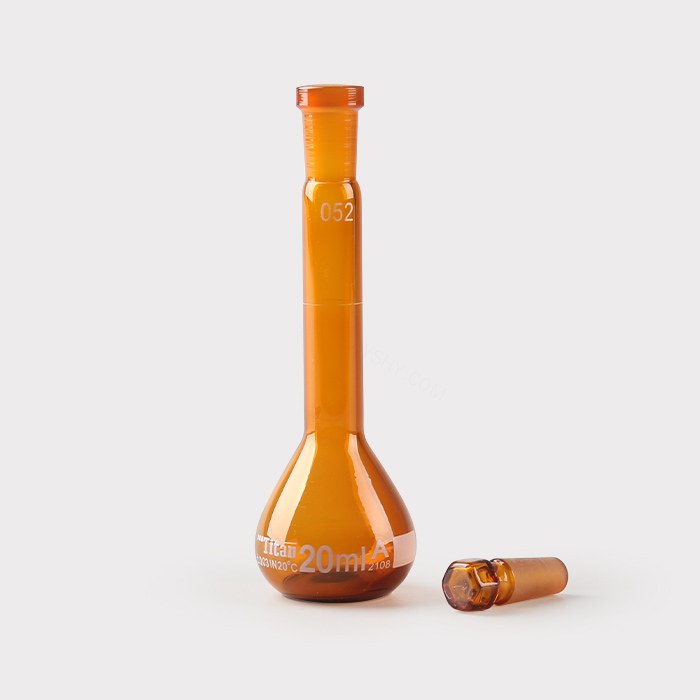 容量瓶（A级）10# 20mL 允差：&plusmn;0.03mL 琥珀色 特优级 包过检 不含证书