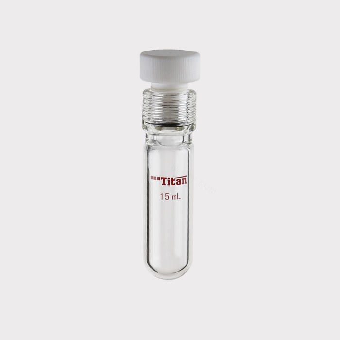 厚壁耐压瓶 15ml ，15#螺口，瓶身外径&times;螺口以下长度：26&times;70mm 特优级 爆款