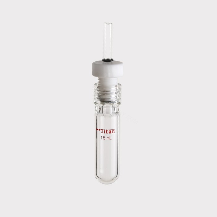 厚壁耐压瓶 具导气/真空接口，15ml ，15#螺口，瓶身外径&times;螺口以下长度：26&times;70mm 特…