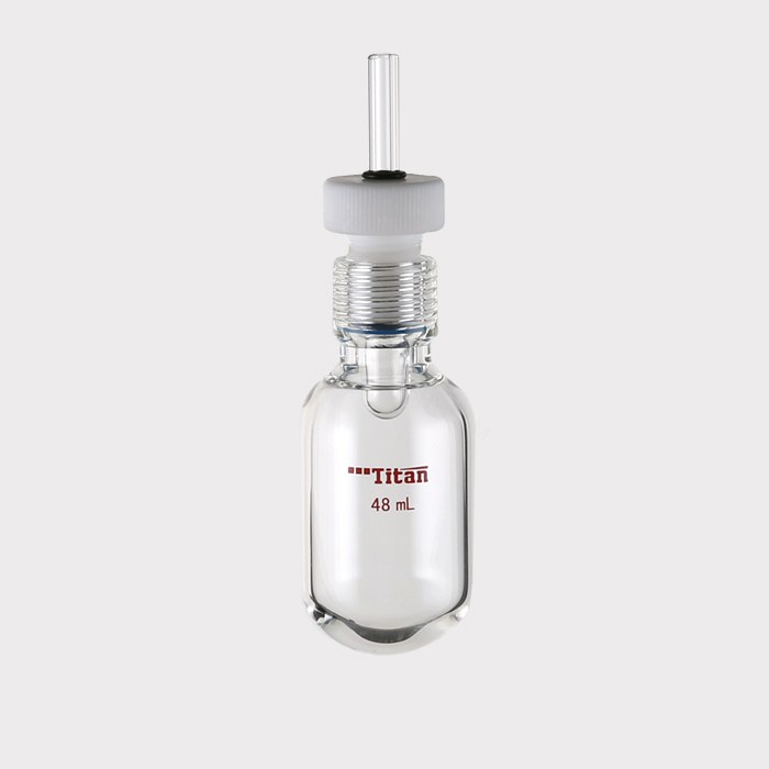厚壁耐压瓶 具导气/真空接口，48ml ，15#螺口，瓶身外径&times;螺口以下长度：46&times;70mm 特…