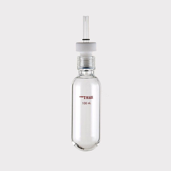 厚壁耐压瓶 具导气/真空接口，100ml ，15#螺口，瓶身外径&times;螺口以下长度：46&times;110mm…
