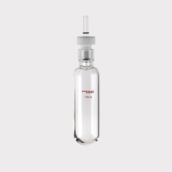 厚壁耐压瓶 具导气/真空接口，120ml ，15#螺口，瓶身外径&times;螺口以下长度：46&times;130mm…