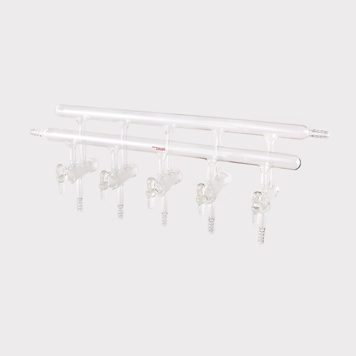 双排管真空气体分配器 具2mm玻璃节门，节门组数：5，总长度：450mm 特优级