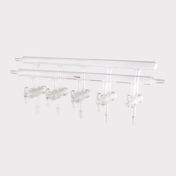 双排管真空气体分配器 空心玻璃节门，节门组数：5，总长：450mm，3小咀，左右前左后 特优级