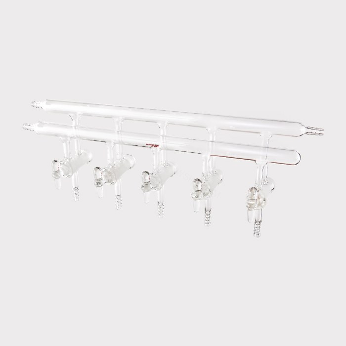 双排管真空气体分配器 空心玻璃节门，节门组数：5，总长：450mm，3小咀，左前左右后 特优级