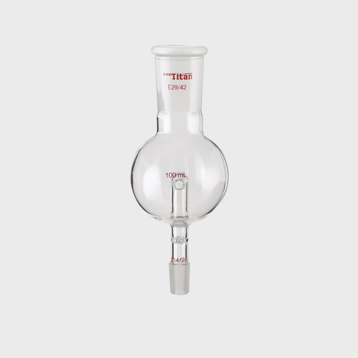 具孔玻板及回流孔的防溅球 上磨口:29/42,下磨口:14/20,100ml 特优级 - ACESUN艾斯琳