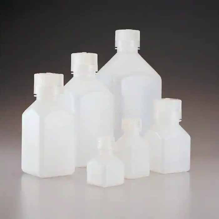 LPE 有刻度的方形瓶 HDPE PP螺旋盖 500ml 自然色