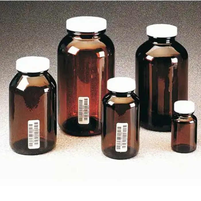 LPE I-Chem 广口玻璃瓶 2500ml 琥珀色 已认证 带PTFE内衬PP白色盖子