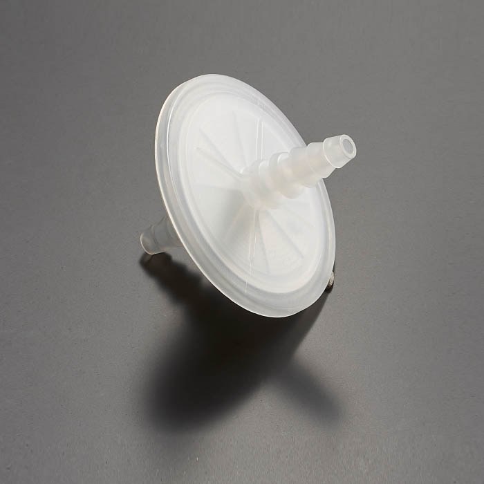 一次性针头过滤器 50mm PTFE,0.22um, 50mm, 本色,不灭菌,一头梯式倒钩,一头连接口, 入口印膜的参数, 出口印批号 - JET/洁特