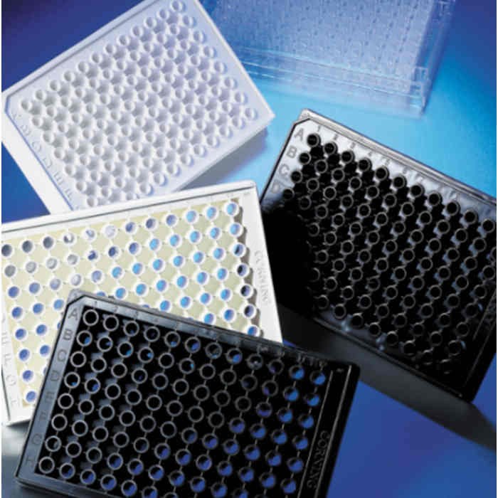 Corning 96孔半量透明平底黑色聚苯乙烯微孔板，经TC处理，20个/袋，带盖 - Corning/康宁