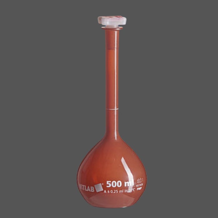 容量瓶 不透光 PMP材质 A级 具塞 NS 24/29 PP瓶塞 1000ml 琥珀色 - Vitlab