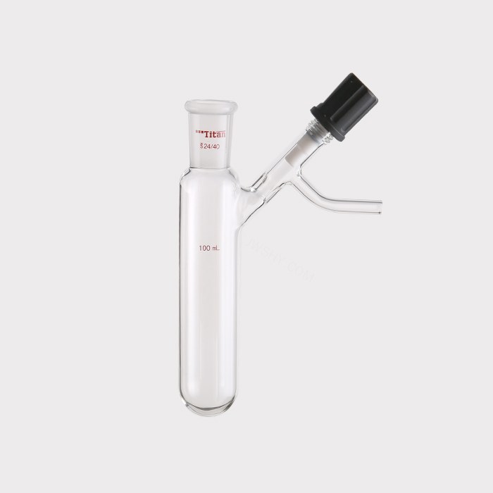 具侧管高真空阀反应管 磨口:24/40,高真空阀:0-4mm,100ml 特优级 - ACESUN艾斯琳