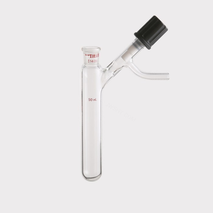 具侧管高真空阀反应管 磨口:14/20,高真空阀:0-4mm,50ml 特优级 - ACESUN艾斯琳
