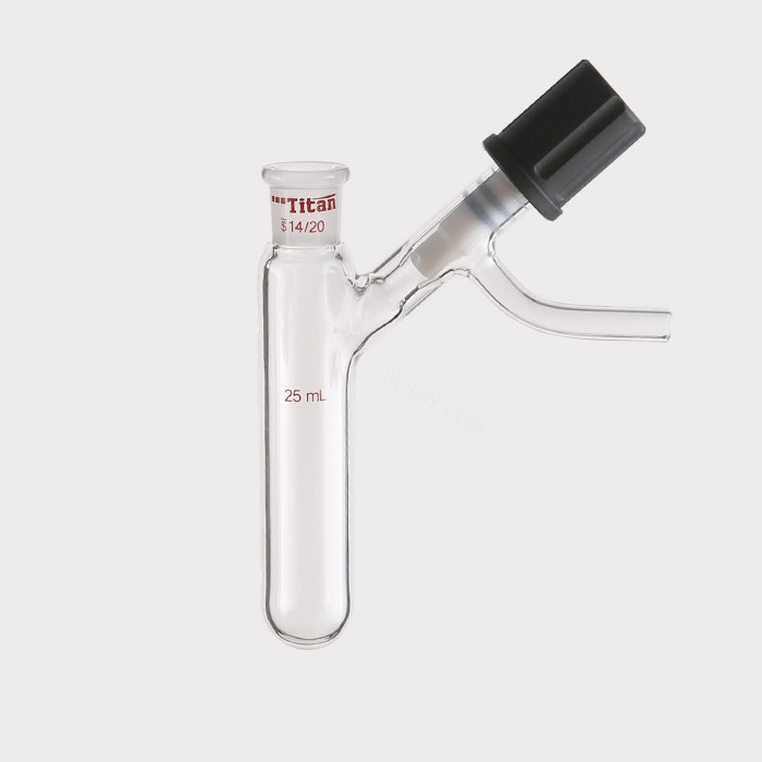 具侧管高真空阀反应管 磨口:14/20,高真空阀:0-4mm,25ml 特优级 - ACESUN艾斯琳