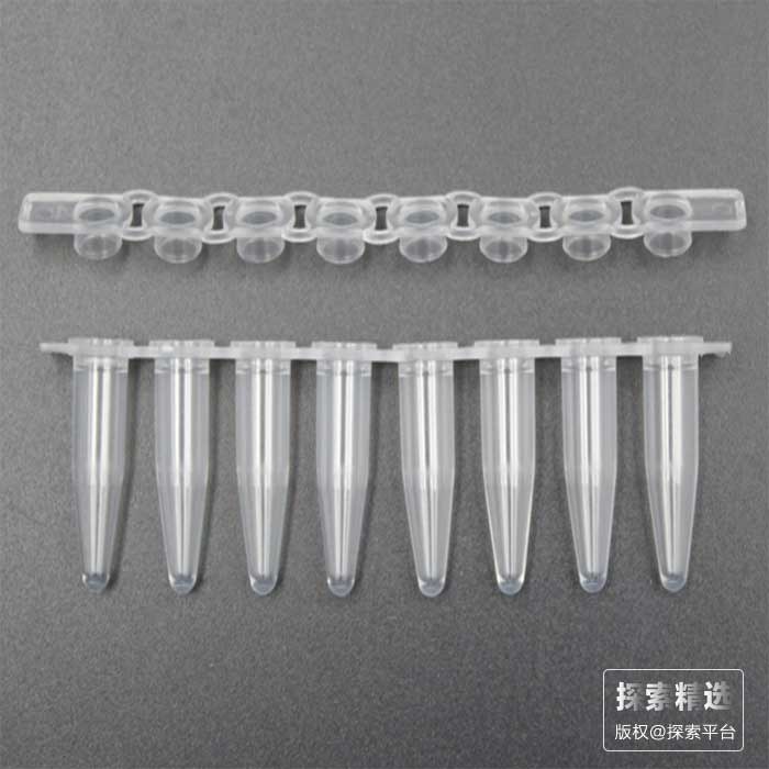 PCR 8联管和盖，200 &mu;l，PP，本色，平盖 生工
