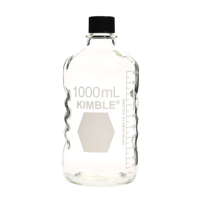 血清试剂瓶 硼硅酸玻璃 1L 102×226mm 橡胶垫片 - KIMBLE