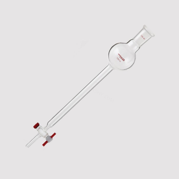 具存储球闪式层析柱 100ml，外径：17mm，有效长度：203mm，四氟节门孔径：2mm，24/40 特优级