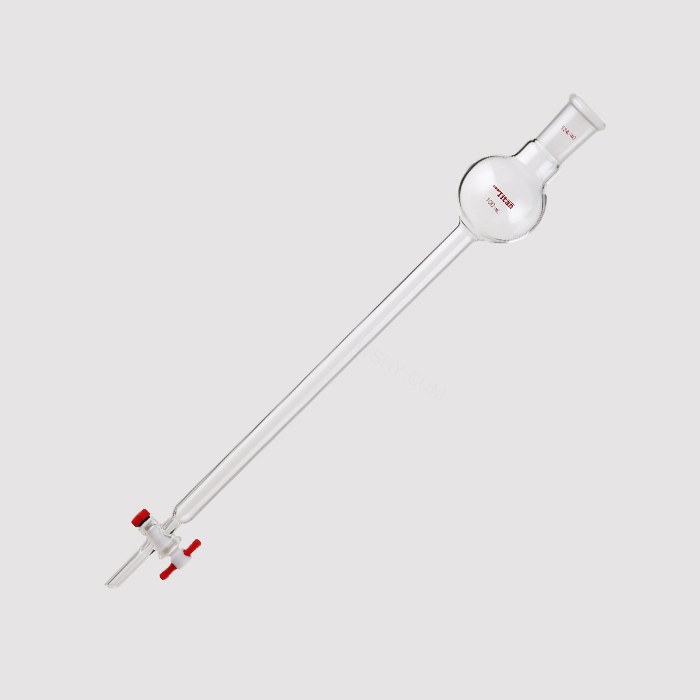 具存储球闪式层析柱 100ml，外径：17mm，有效长度：305mm，四氟节门孔径：2mm，24/40 特优级