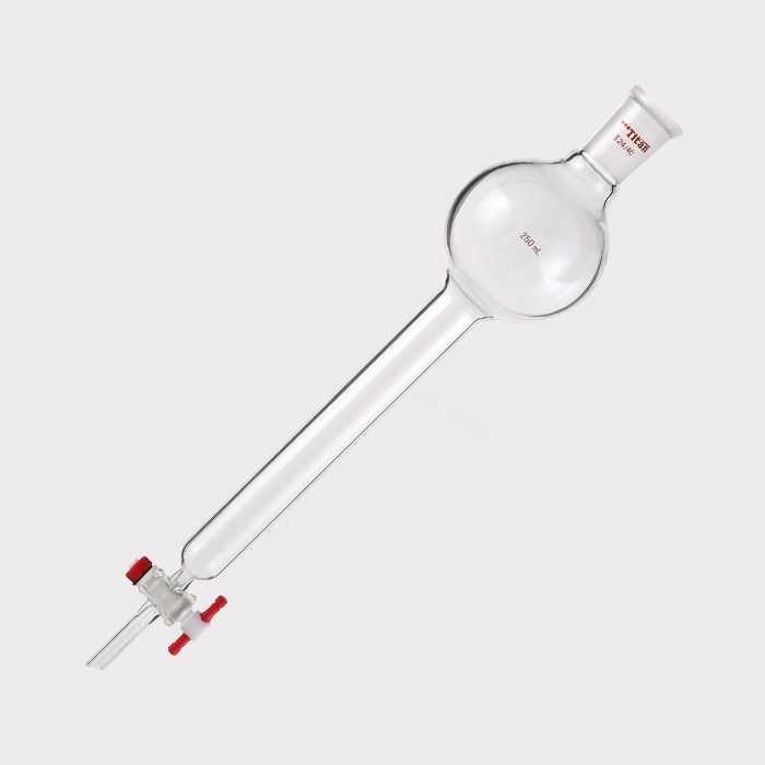 具存储球闪式层析柱 250ml，外径：26mm，有效长度：203mm，四氟节门孔径：2mm，24/40 特优级