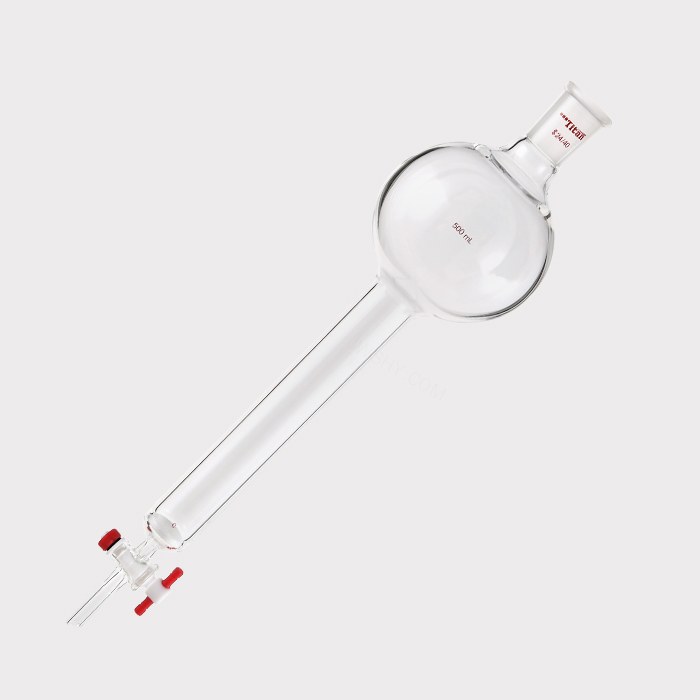 具砂板存储球闪式层析柱 500ml，G2砂板，外径：32mm，有效长度：203mm，四氟节门孔径：2mm，24/40 特…
