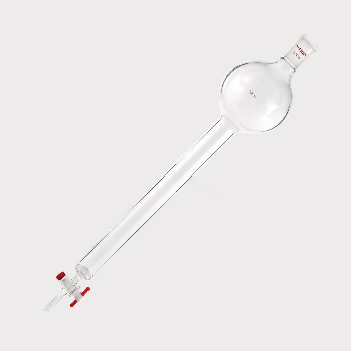 具砂板存储球闪式层析柱 500ml，G2砂板，外径：32mm，有效长度：305mm，四氟节门孔径：2mm，24/40 特…