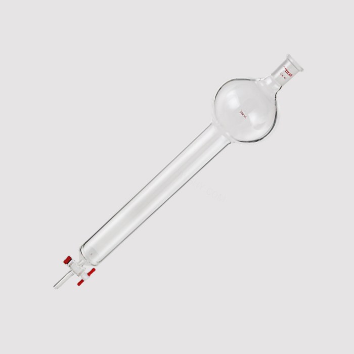 具砂板存储球闪式层析柱 500ml，G2砂板，外径：46mm，有效长度：305mm，四氟节门孔径：2mm，24/40 特…
