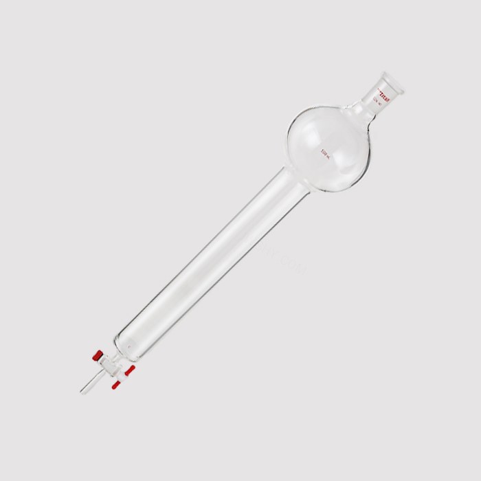 具砂板存储球闪式层析柱 500ml，G2砂板，外径：46mm，有效长度：457mm，四氟节门孔径：2mm，24/40 特…