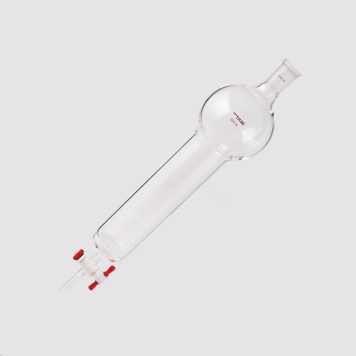 具砂板存储球闪式层析柱 500ml，G2砂板，外径：60mm，有效长度：203mm，四氟节门孔径：4mm，24/40 特…